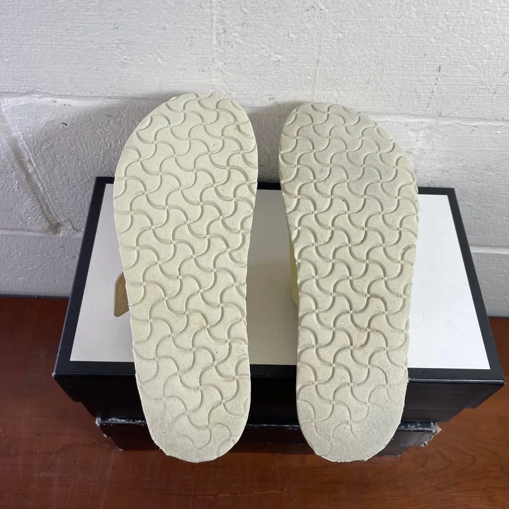 Birkenstock Papillio Almina Platform Sandal‎ Ecru Ivory Leather Women 40 EU/9 US